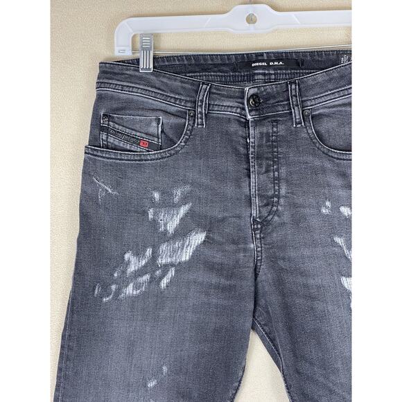 Diesel Jeans Men 29x32 Black Buster Distressed Stretch Denim Casual Preppy Adult - Picture 2 of 15